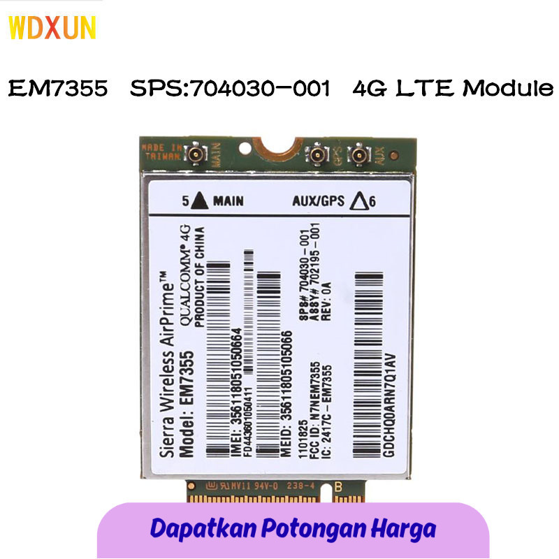 SSN Unlocked gobi5000 sierra airprime wireless em7355 lte evdo / hspa wwan ngff 4g module for hp eli