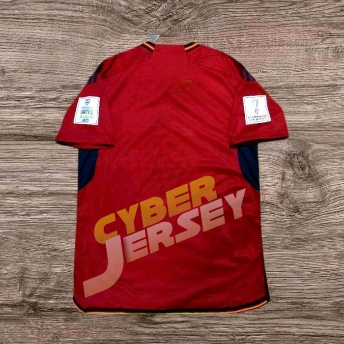 JERSEY BOLA SPANYOL HOME FULL PATCH PIALA DUNIA 2022 TOP QUALITY Sport Atasan Setelan Baju - FULL PA