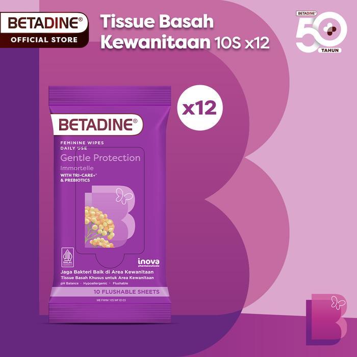 BETADINE FEMININE WIPES Tissue Basah Pembersih Kewanitaan 12 Pack