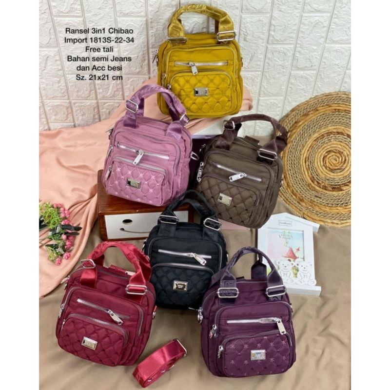 MELVI STORE Tas wanita chibao ory 1813s-22 3in1 bahan kanvas