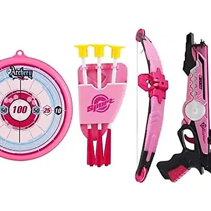 King Sport Cross Bow Set Light Up Pink Mainan Busur Dengan Lampu Led & Sinar Inframerah Sport Series