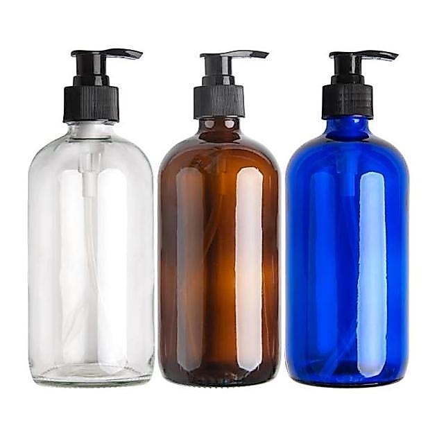 Botol Pump Kaca Amber 250ml/500ml/1000ml WS