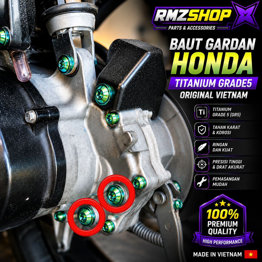 BAUT TUTUP OLI GARDAN HONDA BEAT VARIO SCOOPY TITANIUM GRADE 5 ORI VIETNAM