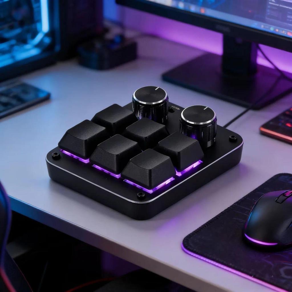 Custom Macro Meanical Keyboard 6Keys2Knob9KeysProgramming Keypad ForProcreate PS PR DaVinci Resolve 