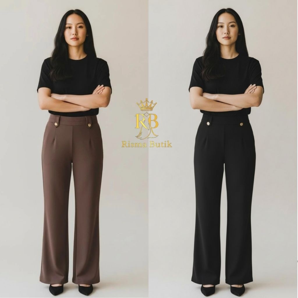 Celana MJ Marjorie Denim Twill Celana Kerja Wanita Casual