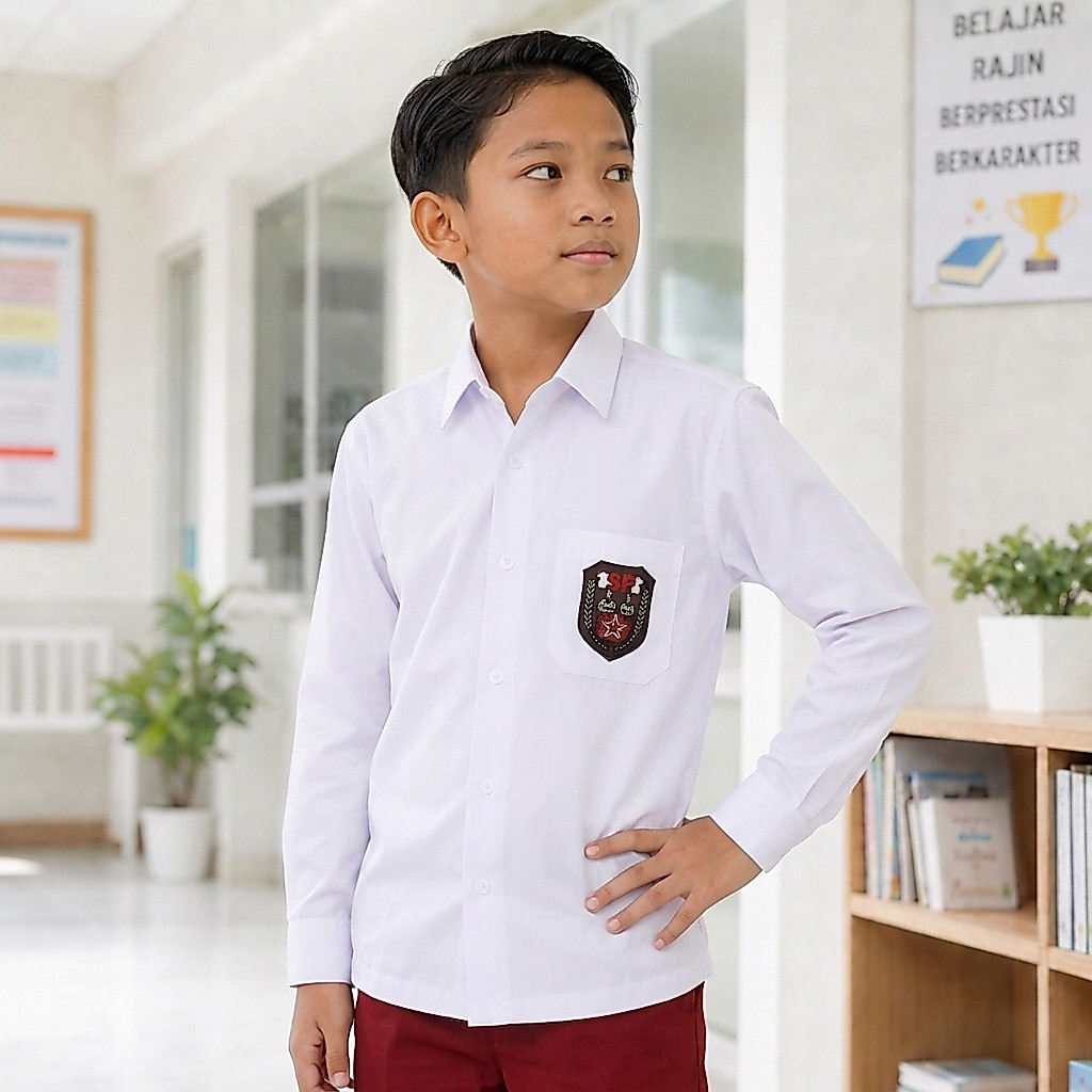 Seragam Sekolah SD Lengan Panjang Anak Laki - Laki Premium