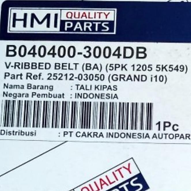 VAN BELT HYUNDAI GRAND I10 ASLI HMI 5PK 1205 HARGA SPESIAL