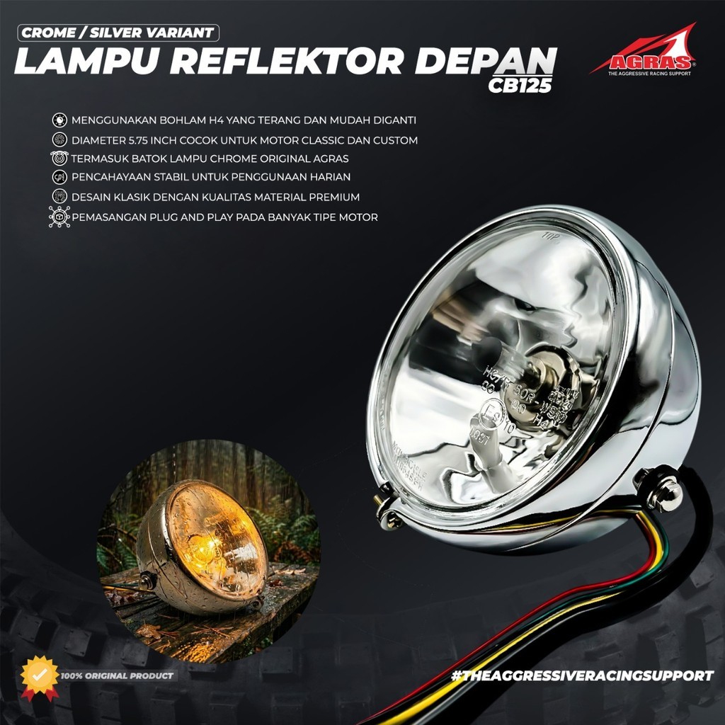 SMV - REF CB125 - Head Lamp Lampu Depan CB 125 Daymaker LED Terang Putih Lampu Depan Motor CB125 Uni