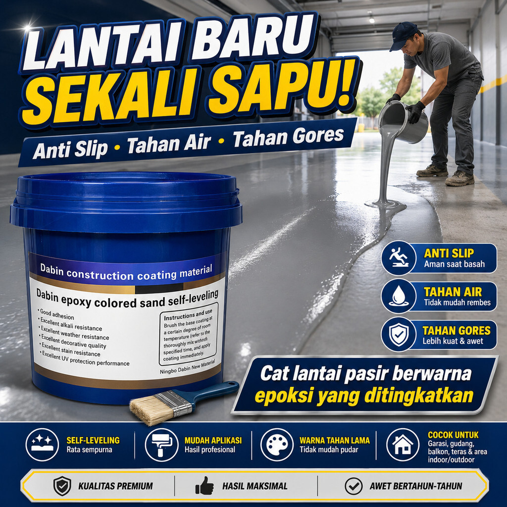 [Anti Selip Cepat Kering]Cat Lantai Pasir Berwarna Epoksi Yang Ditingkatkan 0.5kg/Cat Lantai Epoxy P