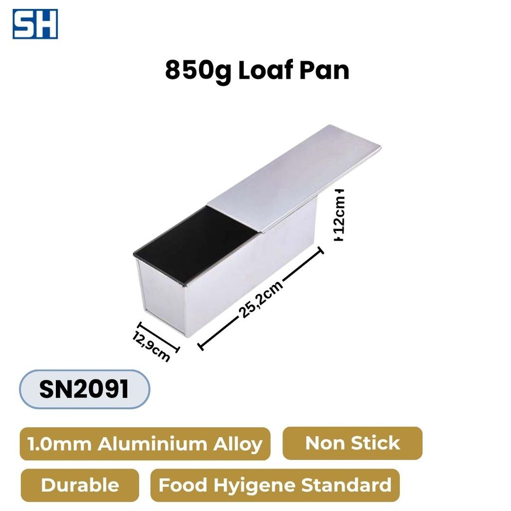 850g Loaf Pan Non Stick Loyang Roti Tawar Dengan Tutup Anti Lengket Kapasitas 850 Gram 252 x 129 x 1