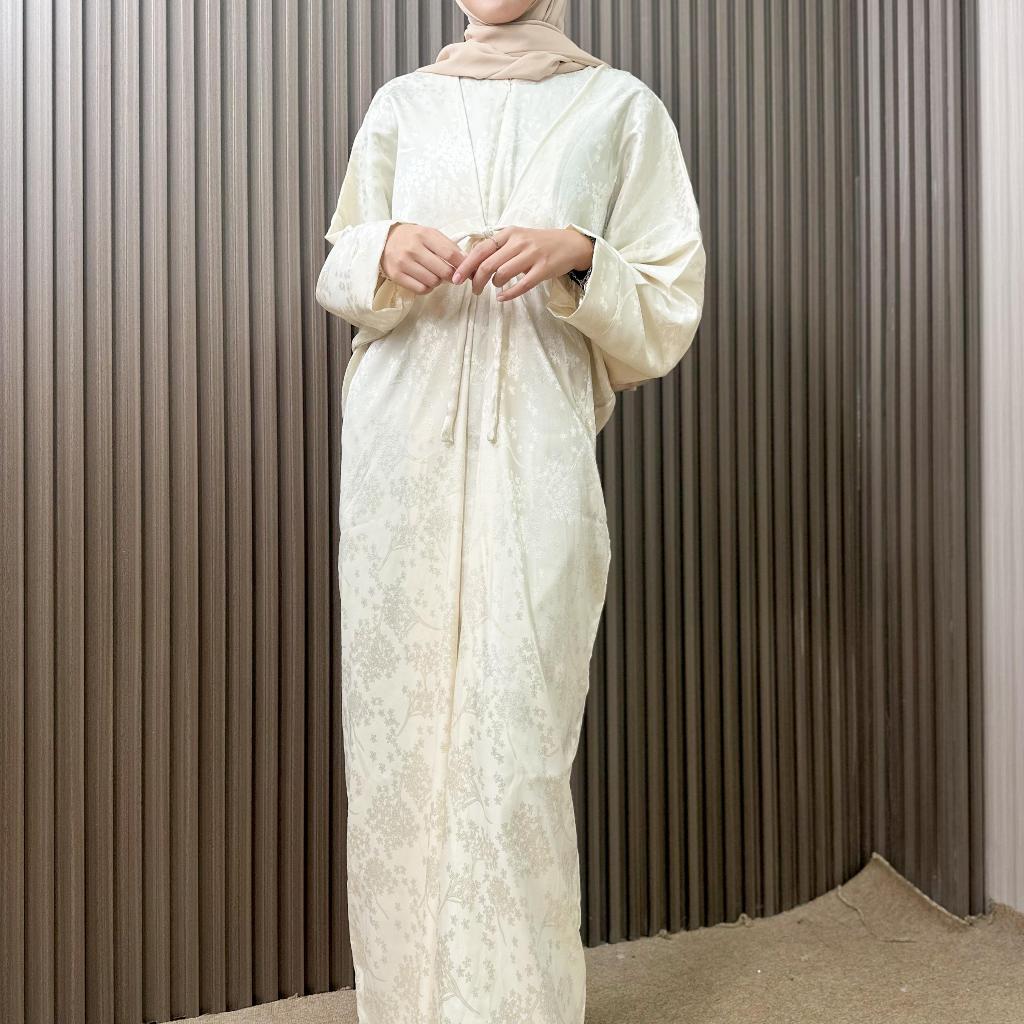 NOURA KAFTAN HAMEDA IVORY GLOW EMBOSSED SILK LIMITED EDITION