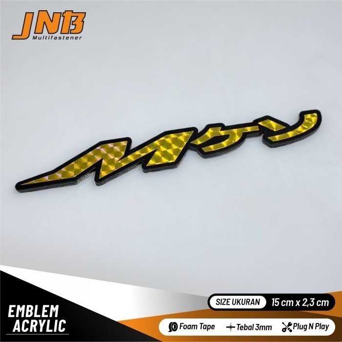 Emblem Acrylic Mio Kanji Gold Sisik Ikan Jepang Logo Timbul 3D