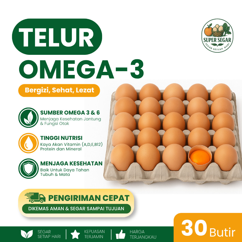 Telur Ayam Dana Omega Saldo Grade A Topup 1tray (30 Top up butir) Super Segar