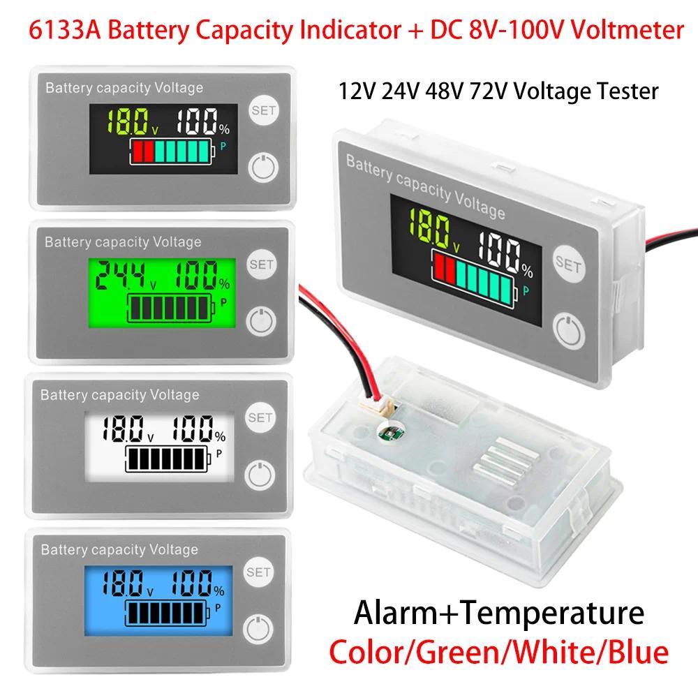 6133A Battery Capacity Incator DC 8V-100V LCD gital Voltmeter Electricity Meter 12V 24V 48V 72V Volt