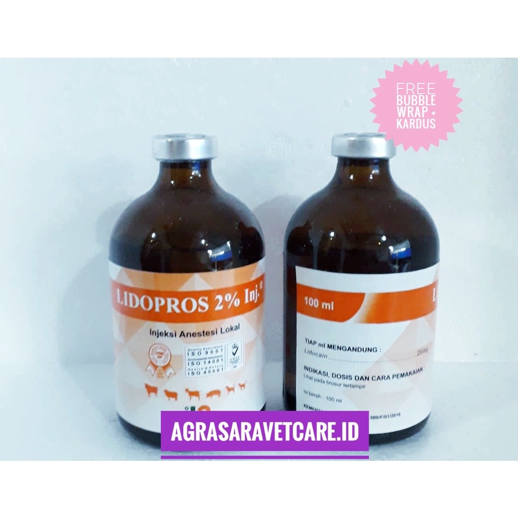 LIDOPROS 2% INJ 100 ml vadco -lidokain khusus hewan    BERKUALITAS