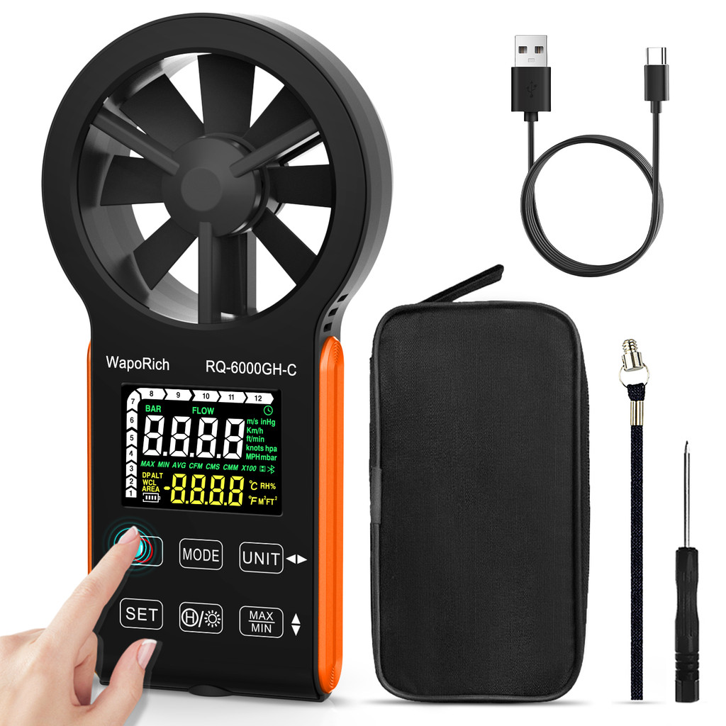 CFM Air Flow Meter Anemometer Digital Pengukur Kecepatan Angin HVAC CMM CMS CFM