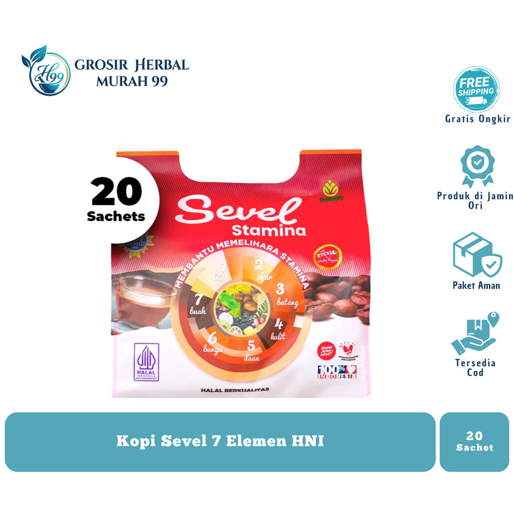 Kopi Sevel Herbal HNI 7 Elemen 20 Sachets