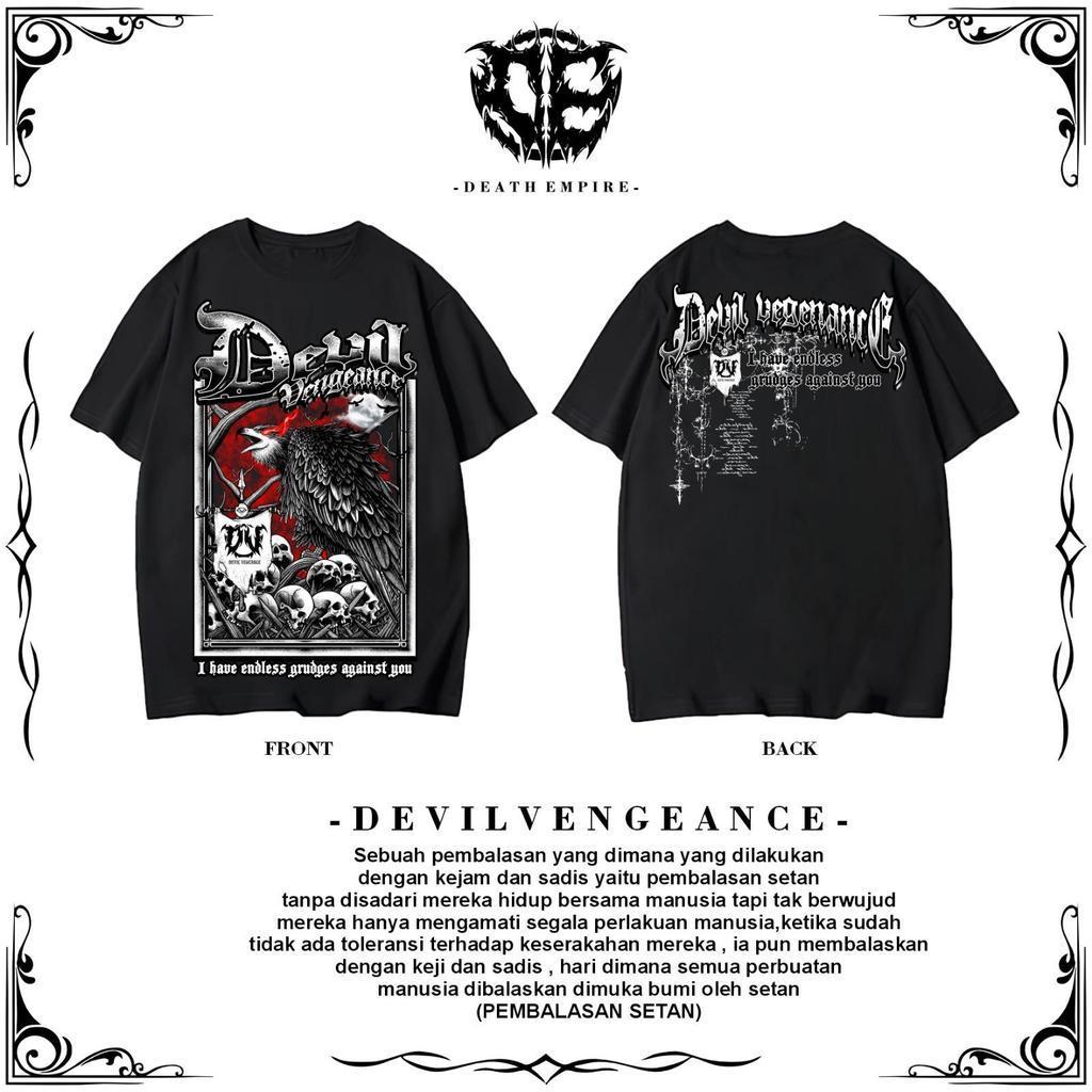 Baju Kaos Netral Terbaru Devil Vengeance Model Casual Distro Kalcer Metal Sablon Dtf 24s AB4 Nnik