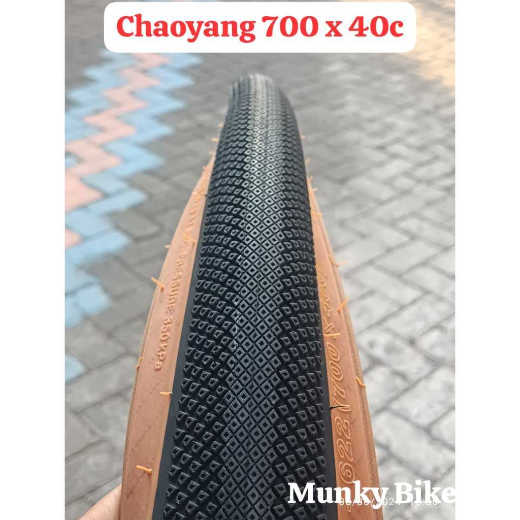 Foto Ban Luar Chaoyang 700 x 40C Gravel Hybrid Tanwall Skinwall Coklat Non Foldable Sepeda Bike 700c