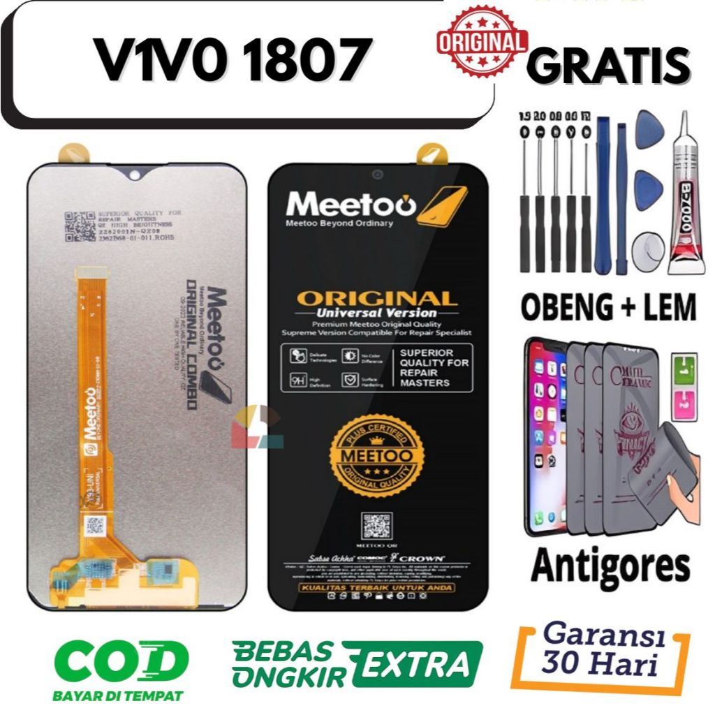 Lcd VIVO 1807 OriginaL 100% Fullset Touchscreen Gratis Lem + Obeng + Antigores