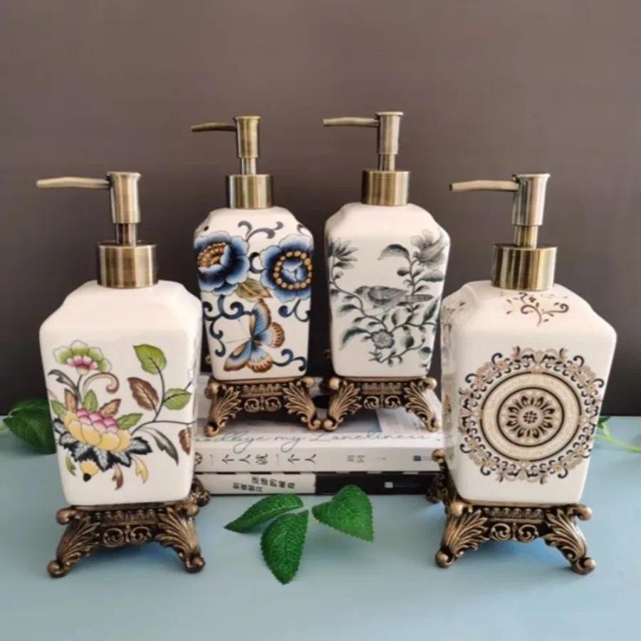 Nordic Vintage Pyramid Ceramic Lotion Bottle Pressed Soap Dispenser Shampoo Moisturizing Bathroom Ac