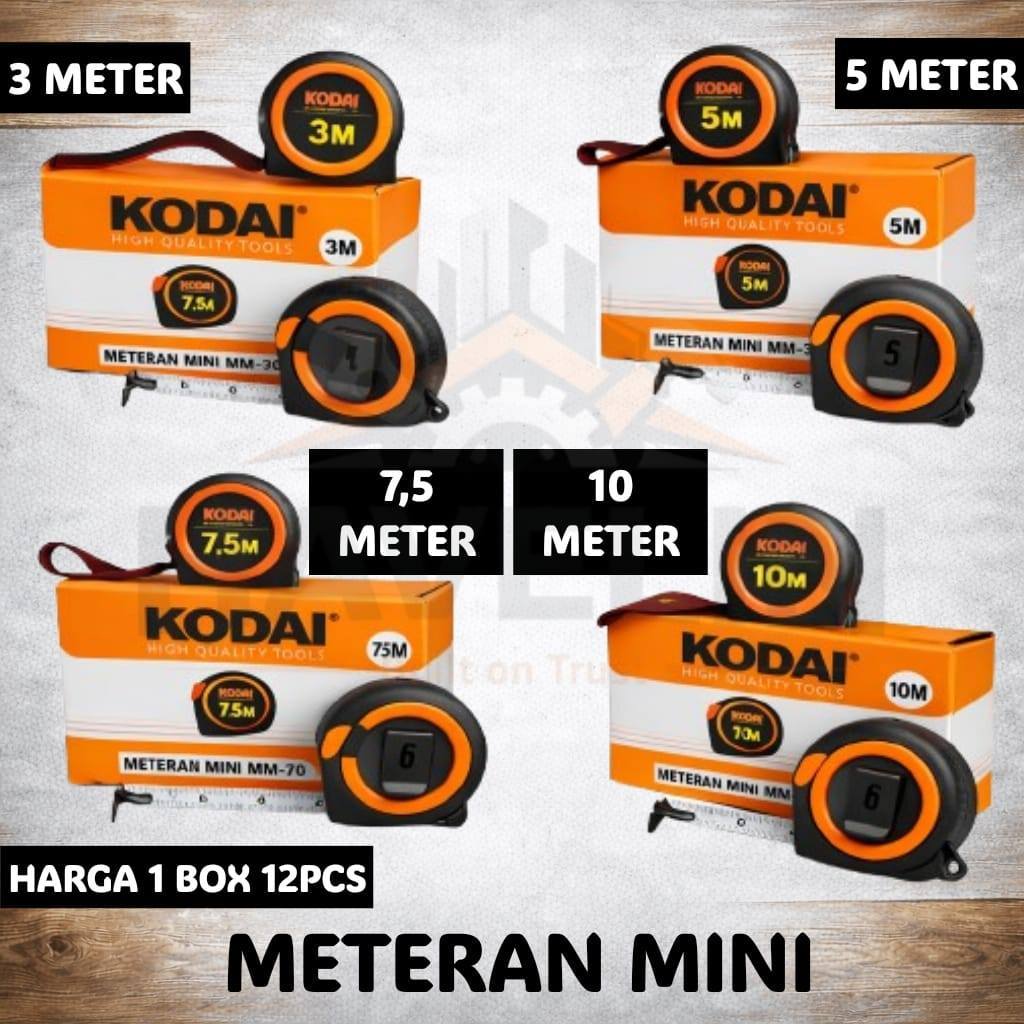 DaniCV GROSIR 1BOX 12 PCS Meteran Mini KODAI 3M 5M 7.5M 10M Meteran Roll Tukang Bangunan Alat Ukur