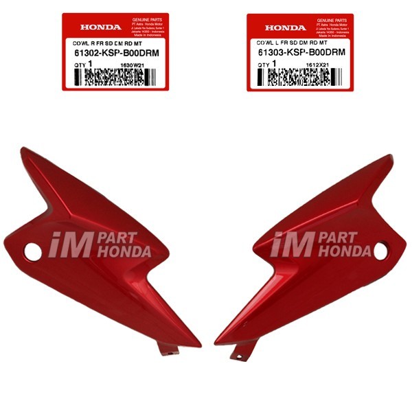 61302-KSP-B00DRM 61303-KSP-B00DRM Cowl Cover Kupingan Lampu Depan Kanan Kiri Megapro Monoshock Merah