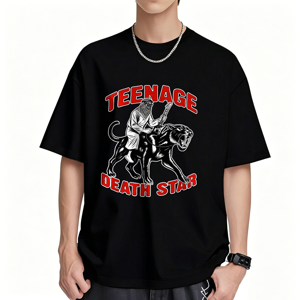 Kaos Pria Teenage Death Star Warna Putih Lengan Pendek Oversize Unisex Dengan Gambar Rider Bertopeng