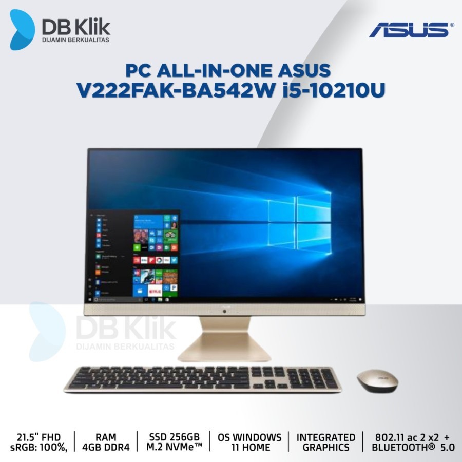 PC AIO ASUS V222FAK-BA542W i5-10210U 4GB SSD 256GB NoDVD WIN11 21.5"
