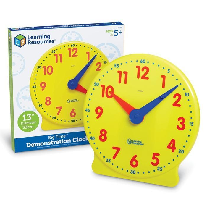 Learning Resources Big Time Demonstration Clock 12-Hour Teaching Clock with Built-In Gear Mechanism,