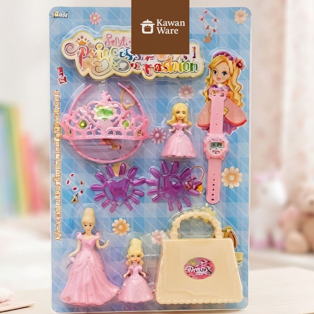 kawanware-MAINAN PRINCESS STYLE MIKA BARBIE BONEKA LUCU DENGAN AKSESORIS SERTA JAM ANAK