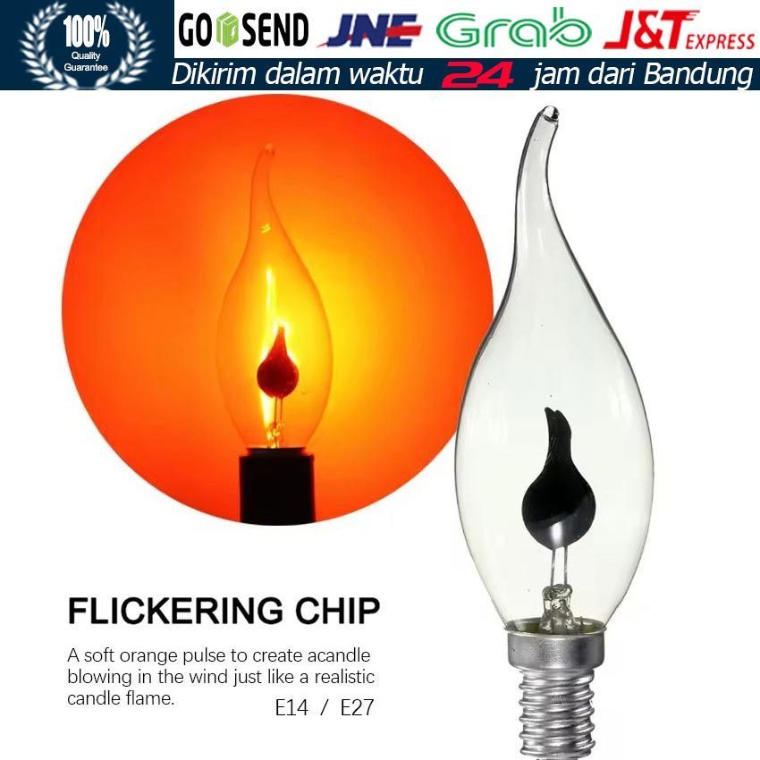 Lampu LED Flame Flicker E14 E27 3W / Bohlam Efek Api Nyala Bergerak / Candle Light Vintage Warm Whit