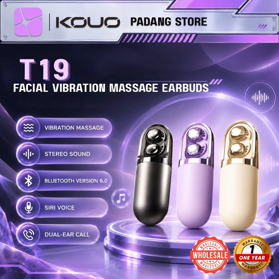 KOUO PADANG T19 TWS Facial Vibration Massage Headset Bluetooth 6.0 Earphone Wireless Earbuds Mini Sl