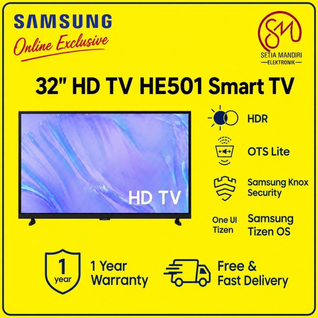 MS [KARGO] SAMSUNG Smart TV 32 Inch 32HE501H HD - Televisi UA32HE501HKXXD LED 32 In HDR10 Plus Tizen
