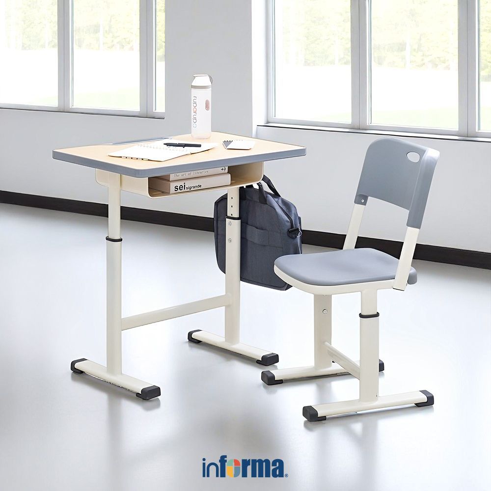 Informa Jobb Set Meja & Kursi Sekolah - Cokelat Beech Classroom Furniture Student Learning Study Act