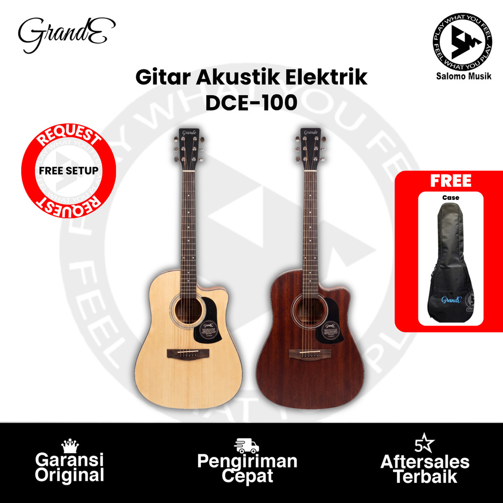 Gitar Akustik Elektrik Grande DCE-100 Varian Warna + Free Softcase