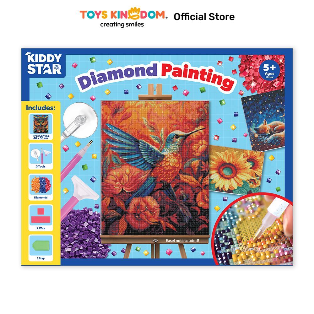 Toys Kingdom Kiddy Star 40x50 cm Set Diamond Painting Hummingbird Lukisan Kristal Mozaik Kit Hobi Ke