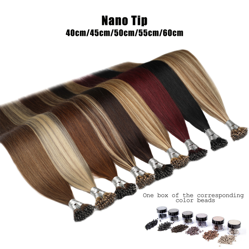 Straight Nano Rings Real Human Natural Hair Extensions Brazilan Remy Micro Beads Ring Hair Extension