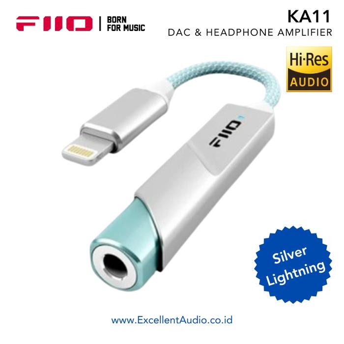 DAC FiiO KA11 / KA-11 / KA 11 Miniature DAC & Headphone Amp in adapter - SILVER LIGHTNIN