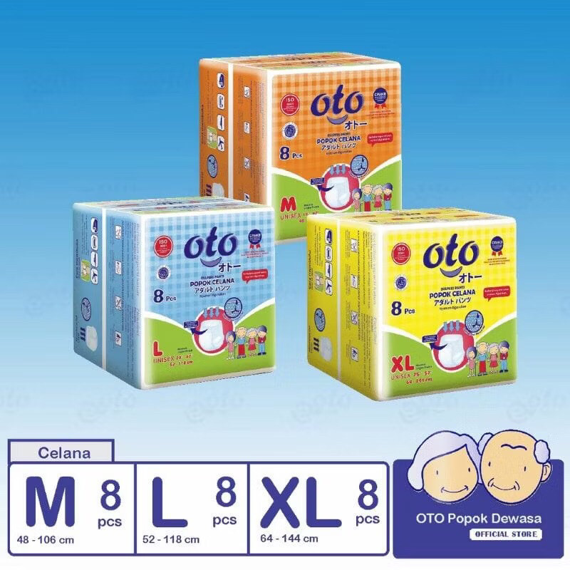 Oto Popok Dewasa Celana Lembut Ukuran M8/XXL8
