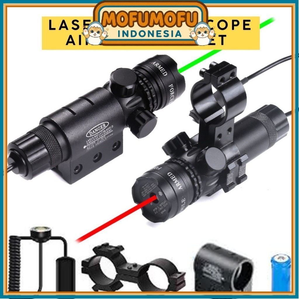 Laser Tembak Scope Airsoft Fullset Pointer Sniper Target Hijau Green