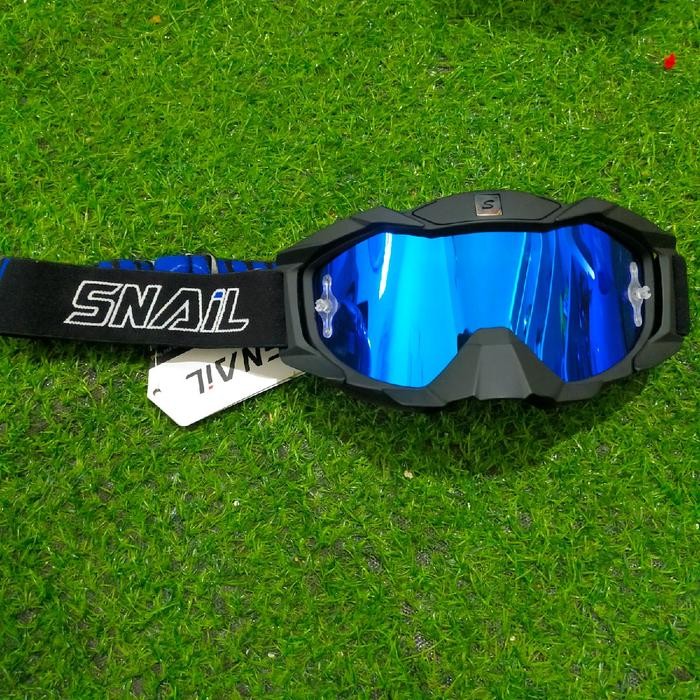 aksesoris helm cross google snail original blue