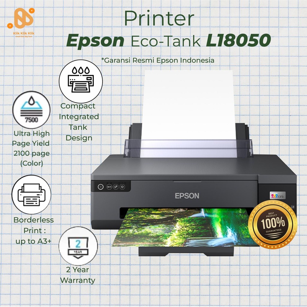 Epson L18050 EcoTank Photo Printer Inkjet Cetak A3 Plus Borderless Hemat Tinta Kualitas Foto Premium
