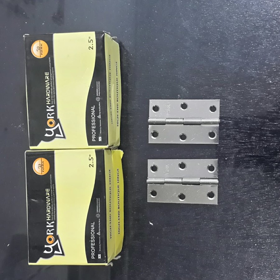 YORK Engsel Stainless Steel Tipis S S 2.5 Engsel Lemari Kaca Kayu Pintu Jendela 2,5in 2.5in 2.5 Inch