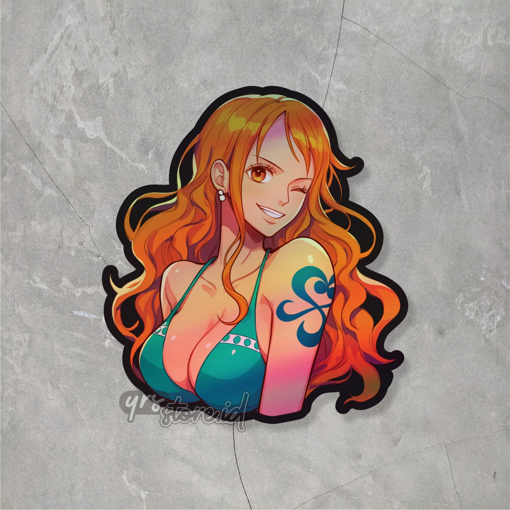 Sticker Anime Hologram One Piece Nami Sticker Case Hp Laptop