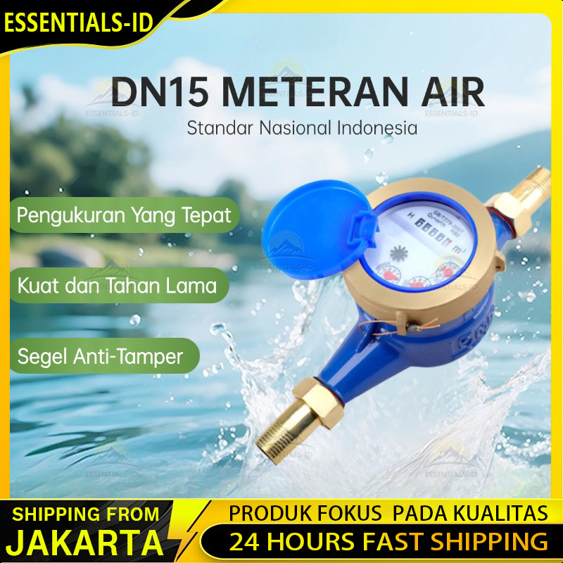 Meteran Air PDAM SNI 1/2" Body Besi Water Meter Ledeng PDAM 0.5 Inch Meteran PDAM Flow Meter