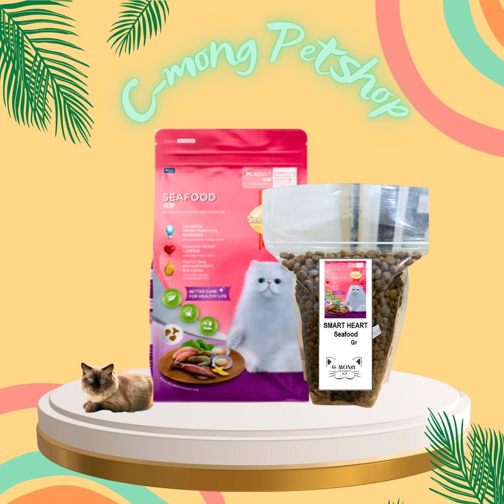 Smart Heart Cat Adult Seafood Flavor REPACK Makanan Kucing Kering Dry Food