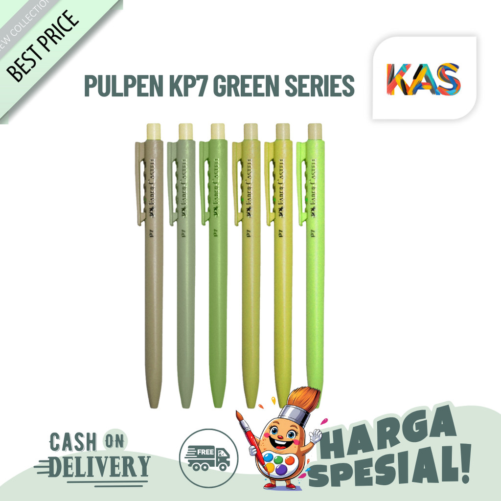 Pulpen Faber Castell Ballpoint Pen KP7 Green Series (P7 GEL) Tinta Hitam - Satuan