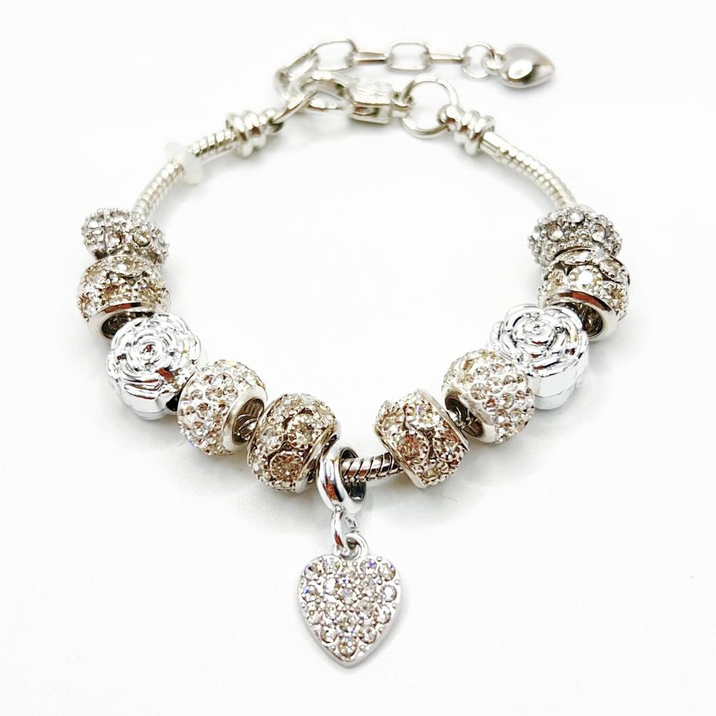 Gelang DIY paduan gelang manik-manik lubang besar, gelang manik-manik Eropa perak.