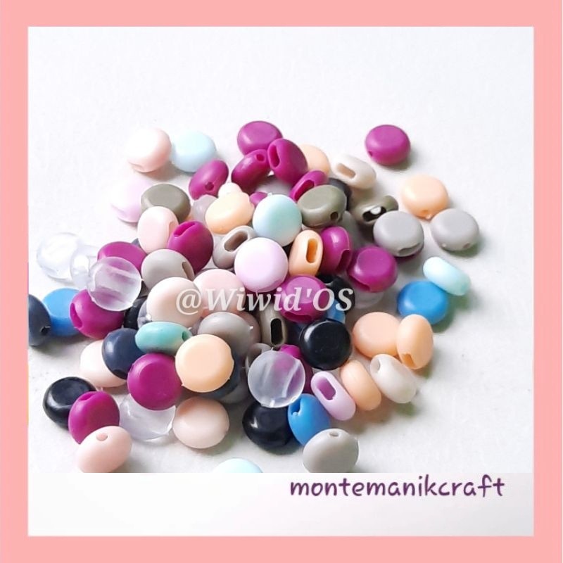 MANIK (12 biji) STOPPER TALI MASKER BULAT PIPIH 8 mm MONTEMANIK CRAFT